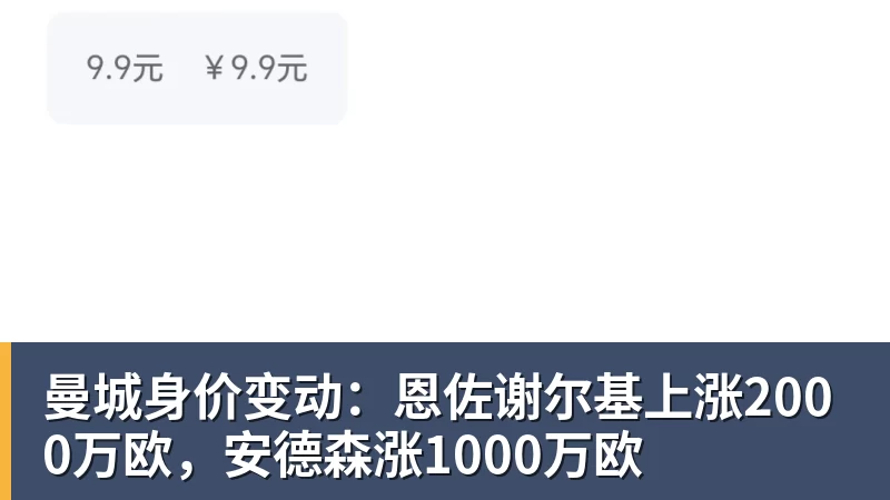 mk体育曼城身价变动：恩佐谢尔基上涨2000万欧，安德森涨1000万欧
